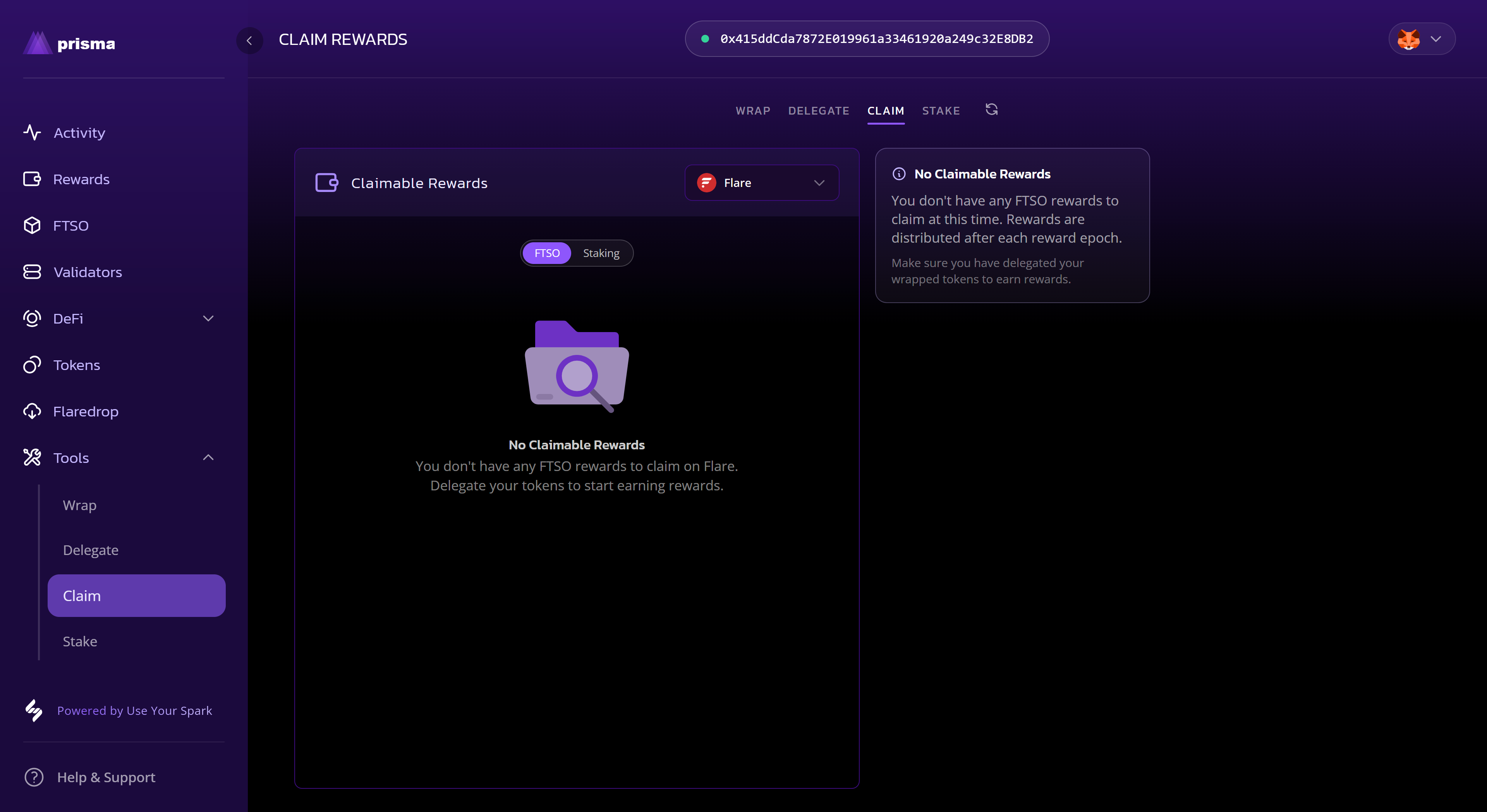 No claimable rewards